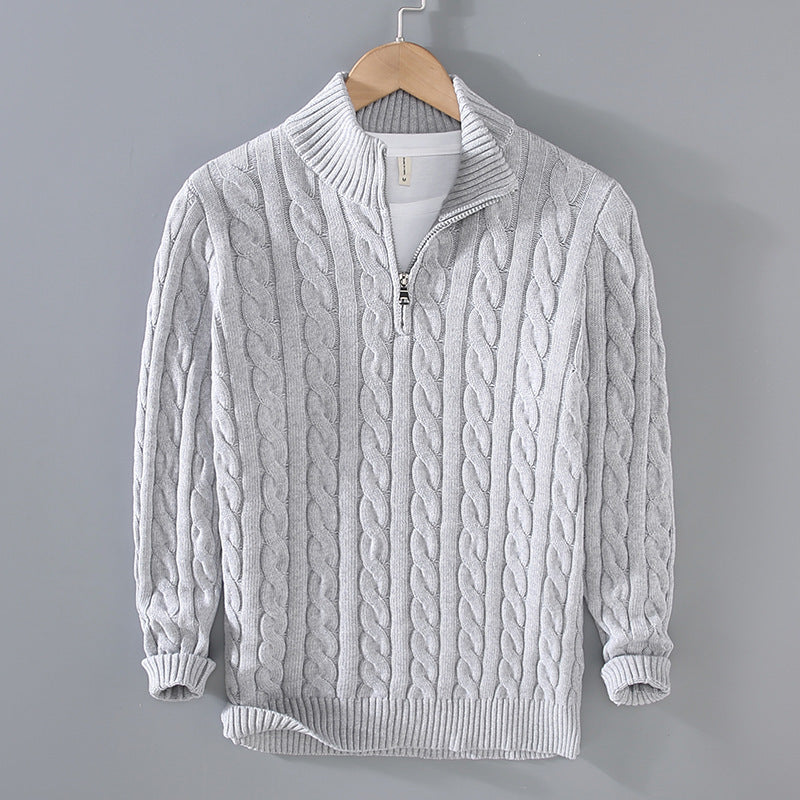 Stickad halfzip tröja