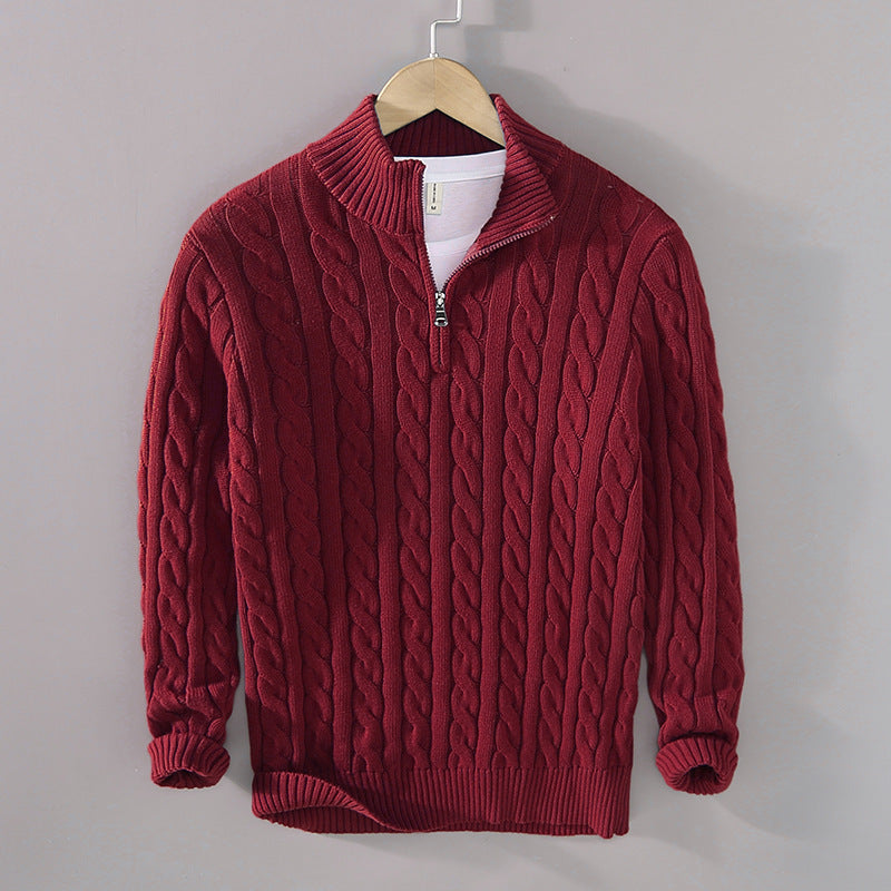 Stickad halfzip tröja
