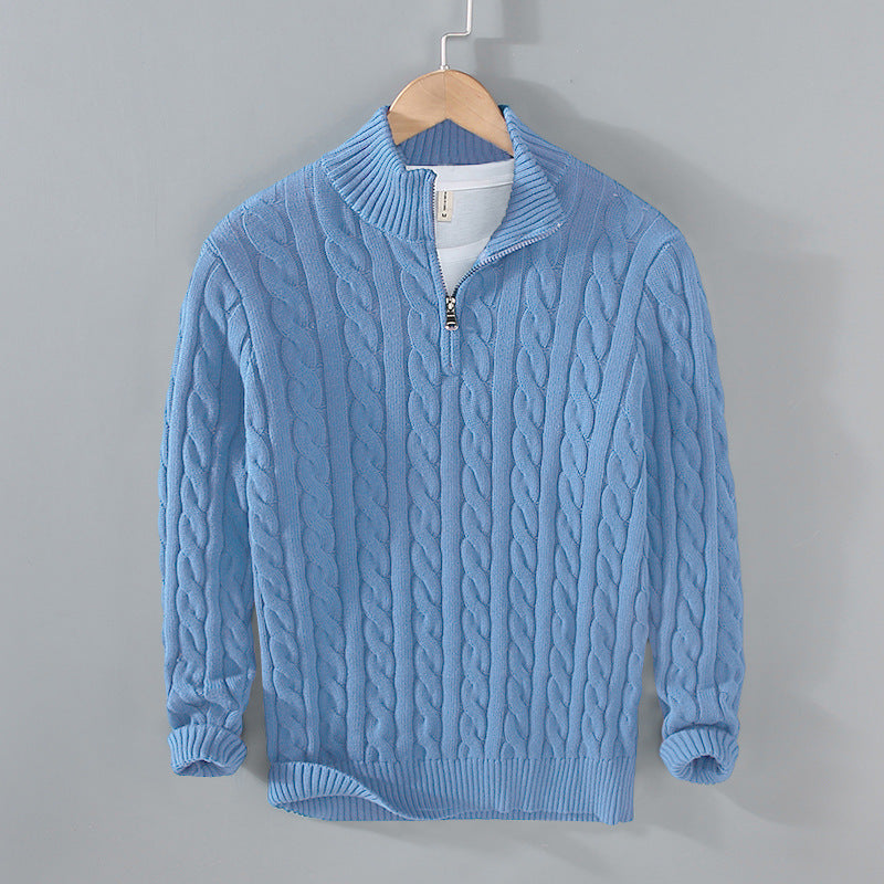 Stickad halfzip tröja