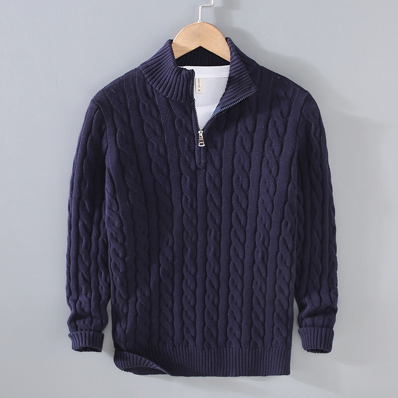 Stickad halfzip tröja