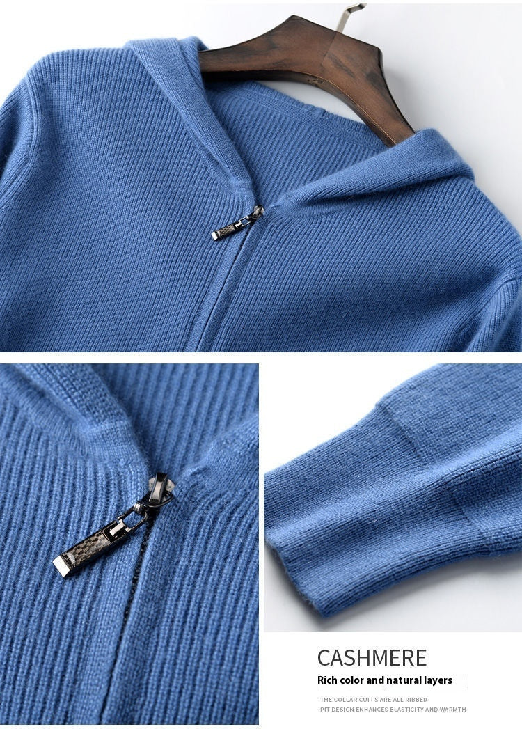 Merino ull zip up hoodie med huva