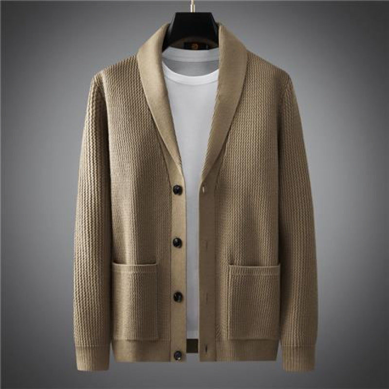 Stickad ullcardigan herr