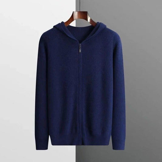 Merino ull zip up  hoodie med huva