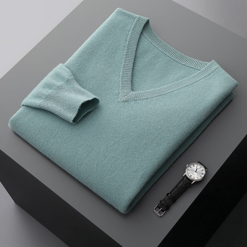 Stickad v-neck sweater