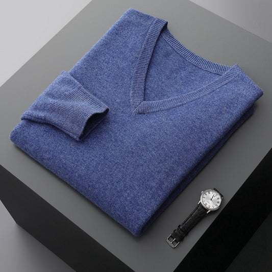 Stickad v-neck sweater