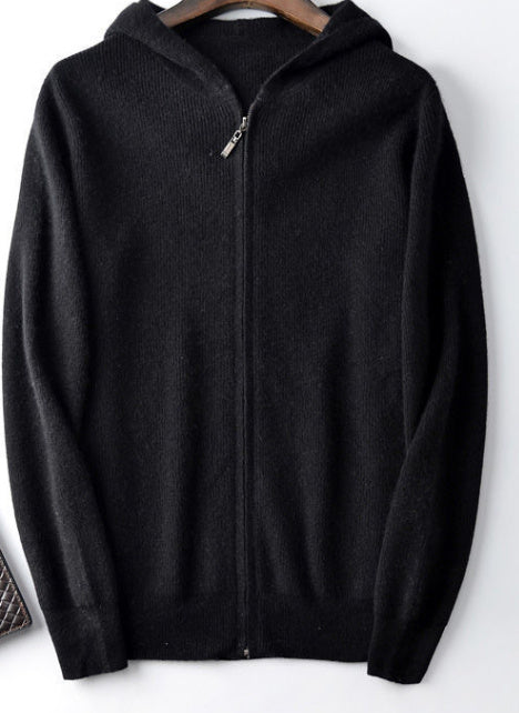 Merino ull zip up  hoodie med huva