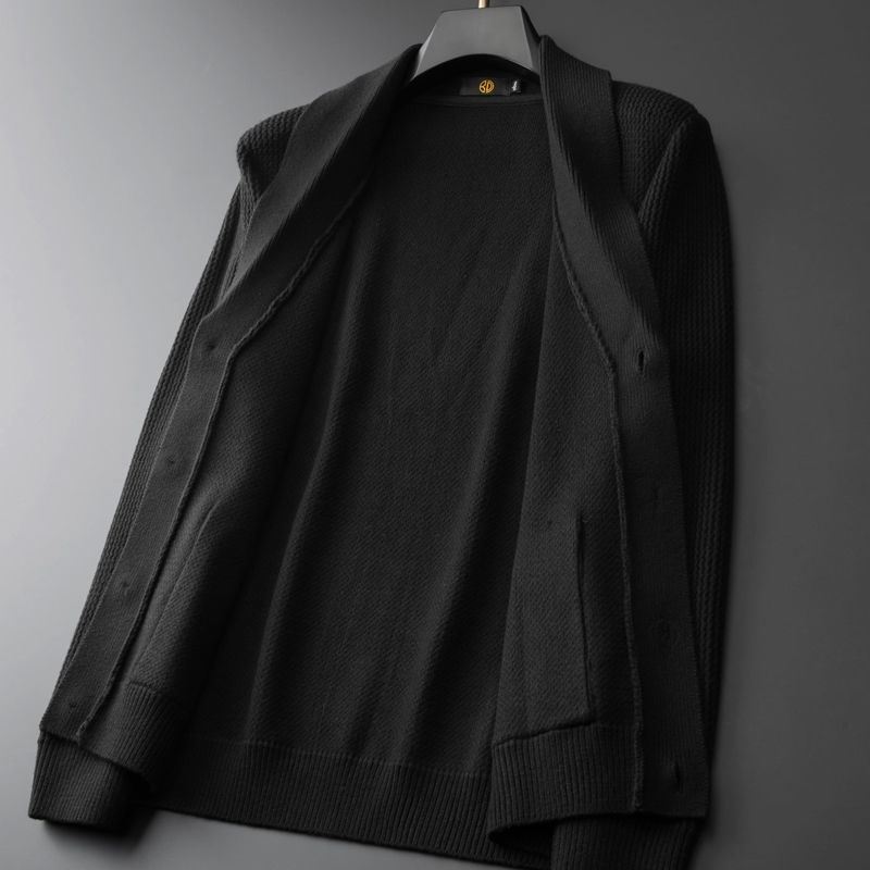 Stickad ullcardigan herr