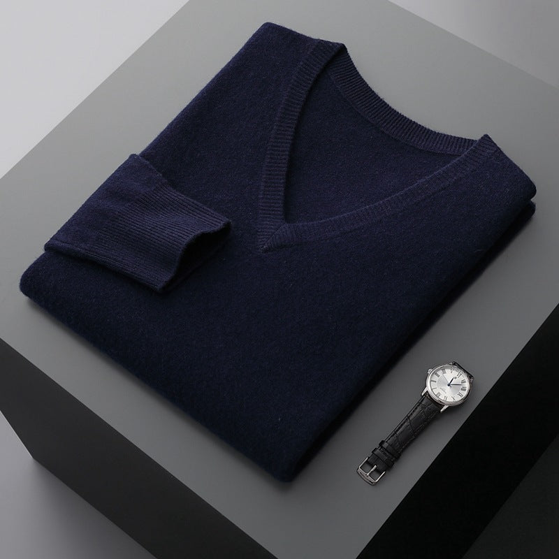 Stickad v-neck sweater