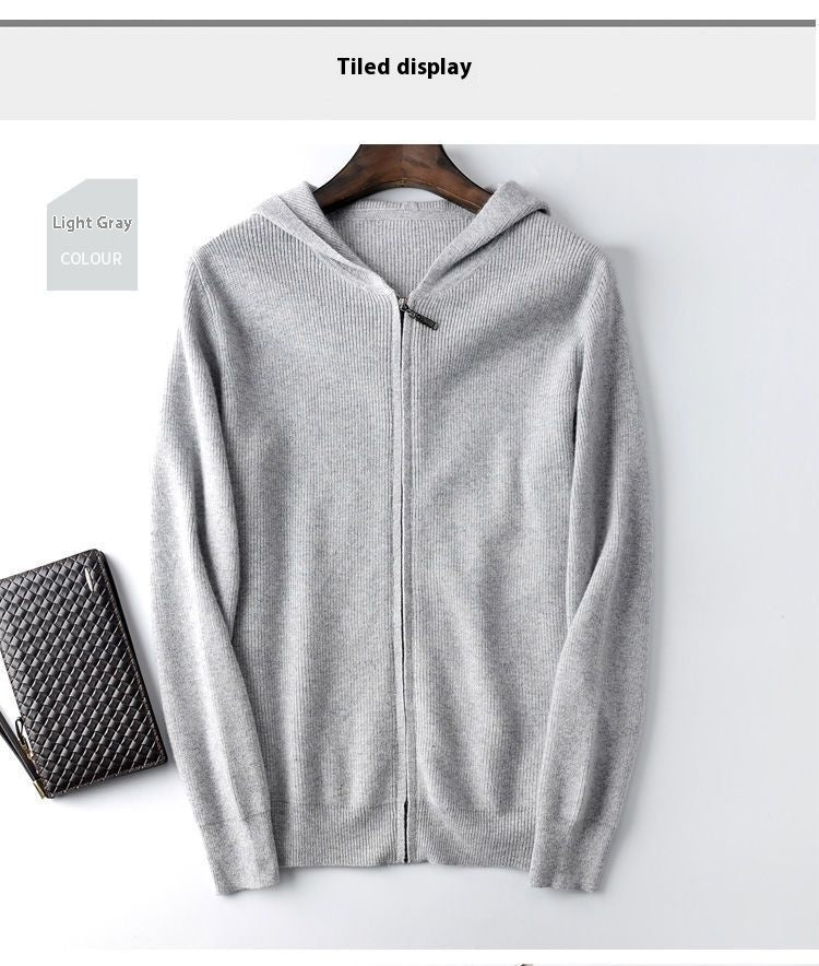 Merino ull zip up  hoodie med huva