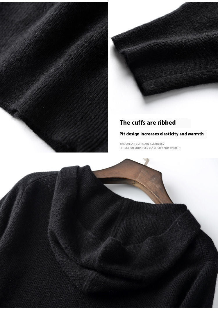 Merino ull zip up  hoodie med huva
