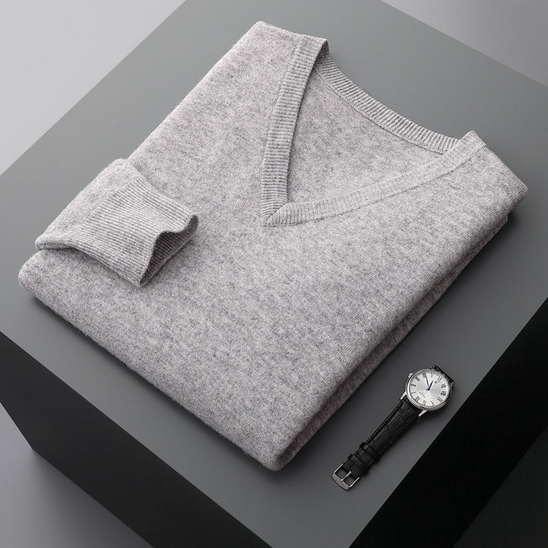 Stickad v-neck sweater